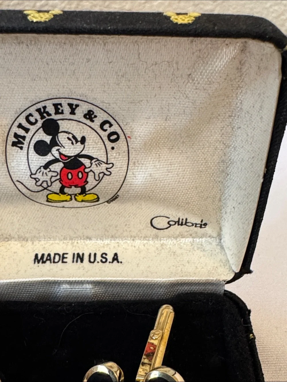 Colibri Mickey & Co. Gold And Black Mickey Cuff link set Made In USA